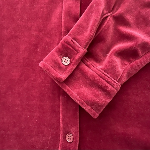 Appleseed’s women’s big velour shirt cherry button down shirt size Large - Picture 2 of 7